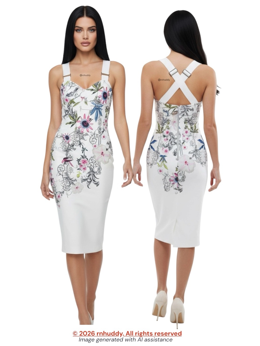 Ted Baker size 8 Scarlin passion flower midi dress